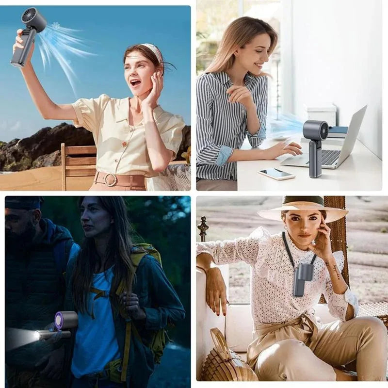 4000mAh Portable Handheld Turbo Fan, 199 Gear Wind Rechargeable Handheld Fan, Semiconductor refrigeration Air Turbo Cooling Fan