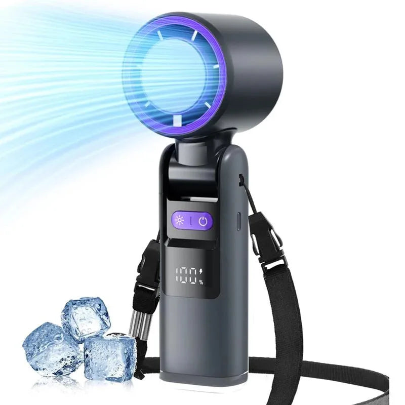 4000mAh Portable Handheld Turbo Fan, 199 Gear Wind Rechargeable Handheld Fan, Semiconductor refrigeration Air Turbo Cooling Fan